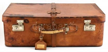 Bőr bőrönd, foltos, sérült, 27×69×40 cm