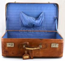 Bőr bőrönd, foltos, sérült, 27×69×40 cm