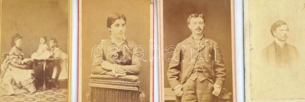cca 1870-90 9 db vizitkártya méretű keményhátú portré aradi műtermekből (Auerbach Miksa, Ravasz és W...