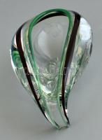 Anyagában színezett üveg asztali dísz, kis kopásnyomokkal, h: 16 cm