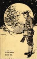 Am Weihnachtsabend / Alla vigilia di Natale / Na badnju vecer / Karácsony estéjén / K.u.K. Kriegsmarine Matrose / Austro-Hungarian Navy mariner humour art postcard, Christmas. G. Fano, Pola 1910-11. 2413. s: Ed. Dworak (EK)