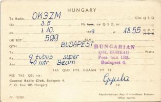 ~1950 Pannonia de Luxe 250 HA5-2824. P.O.B. 354. Budapest 62. motorkerékpár reklám. Hátoldalon QSL, ...