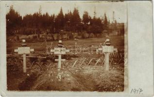 1917 Rebenczuhi (?) katonai hősi temető, háttérben a Förster liget / WWI K.u.K. (Austro-Hungarian) military heroes cemetery. photo (Rb)