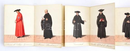 cca 1900 Leporelló egyházi személyekkel, szerzetesrendek tagjaival