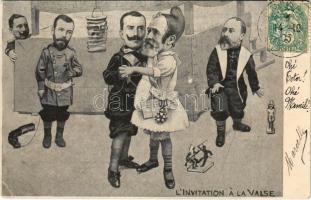 LInvitation a la Valse / French anti-Russian propaganda, caricatures.TCV card (EK)