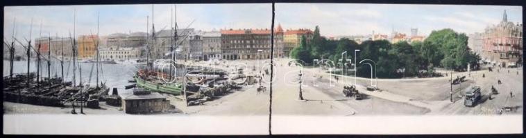 Stockholm - 2 db óriás kihajtható panorámalap, középen szétválva / 2 giant folding panoramacards, separated in the middle (non PC) (60 x 15 cm)