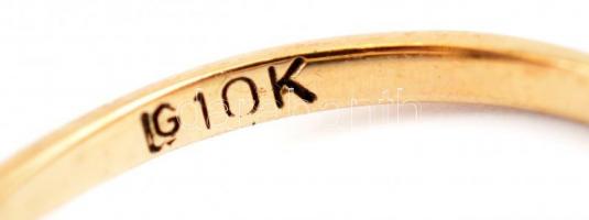 Arany (Au) 10K gyűrű, kövekkel, jelzett, méret: 54, bruttó: 2,2 g
