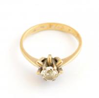 Arany (Au) 18K gyűrű, kővel, jelzett, méret: 51, bruttó: 2,7 g
