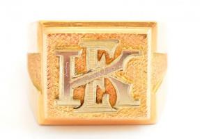 Arany (Au) 14K pecsétgyűrű, jelzett, méret: 58, nettó: 15,6 g