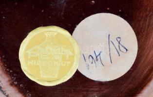 Pesthidegkúti festett mázas, kerámia tál, jelzett, hibátlan, 22,5x19x7 cm