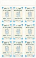 1993-1994. "HTO (Háztartási Tüzelőolaj) utalvány - 10 liter" (16x) összefüggésben, ívszéll...