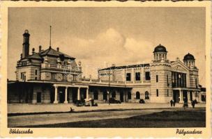 1940 Békéscsaba, Pályaudvar, vasútállomás, automobil