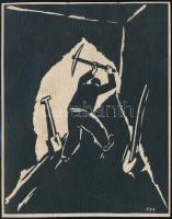 Frans Masereel (1889-1972): Bányász. Fametszet, papír, jelzett a fametszeten, 11×13 cm