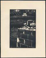 Frans Masereel (1889-1972): Utolsó lépés. Fametszet, papír, jelzett a fametszeten, 11×13 cm