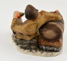 Poema Artistic porcelain Emil Cretu: "A részeges", festett bisquit porcelán, jelzett, hibá...