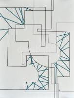 Kun Sarolta (1990- ): Formák és vonalak. Tus-filc, papír, jelzett, felcsavarva, 30×40 cm