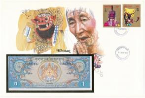 Bhutan 1N ~1981. felbélyegzett borítékban, bélyegzéssel T:1 Bhutan ~1981. 1 Ngultrum in envelope with stamp and cancellation C:UNC