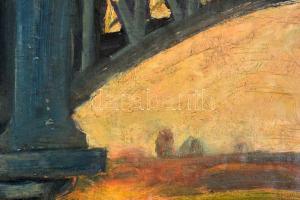 Jelzés nélkül, feltehetően a XX. sz. első felében működött festő munkája: Híd. Olaj, karton. Fa kere...