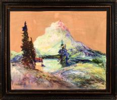 Matskássy jelzéssel: Hegyvidéki táj (vázlat). Olaj, karton. Fa keretben. 49,5×59,5 cm