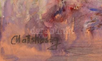 Matskássy jelzéssel: Hegyvidéki táj (vázlat). Olaj, karton. Fa keretben. 49,5×59,5 cm