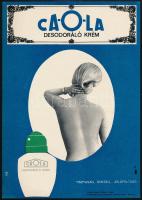 Villamosplakát: Caola ,desodoráló krém, tisztaság  üdeség, jólápoltság,1966, 24×17 cm