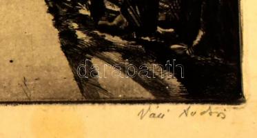 Váci András (1928-1989): Körhinta. Rézkarc, papír, jelzett, 30,5×35,5 cm