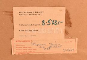 Kapcsa János (1940-2011): Csendélet rákkal. Tempera, farost, jelzett. Üvegezett fa keretben. 45×70 c...