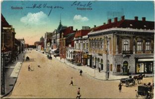 1916 Szolnok, Szapáry utca, üzletek, zsinagóga (EK)