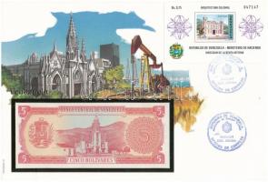 Venezuela 1989. 5B felbélyegzett borítékban, bélyegzéssel T:I  Venezuela 1989. 5 Bolivares in envelope with stamp and cancellation C:UNC