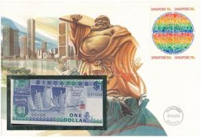 Szingapúr 1987. 1$ felbélyegzett borítékban, bélyegzéssel T:I  Singapore 1987. 1 Dollar in envelope with stamp and cancellation C:UNC