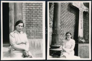 1948 Kinszki Imréné és Kinszki Judit egymásról készített felvételei, 2 db datált vintage fotó, 6x4,5 cm