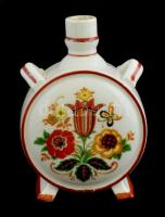 Zsolnay porcelán kulacs, matricás/kézzel festett, jelzett, kopásokkal, 13,5x9 cm
