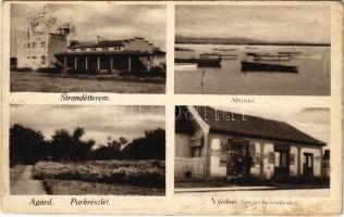 Agárd (Gárdony), Strand étterem, park, strand csónakokkal, Nyakas István üzlete és saját kiadása (fl)