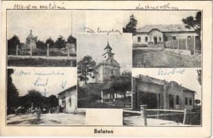 Balaton (Heves megye), Kultúrotthon, 1914-18-as hősi emlékmű, orvosi rendelő, római katolikus templom, Vas József üzlete (EK)