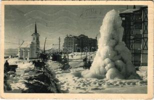 1931 Újtátrafüred, Neu-Schmecks, Novy Smokovec (Tátra, Vysoké Tatry); szkőkút téeln / fountain in winter (EK)