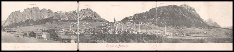 1900 Ampezzo, Cortina dAmpezzo (Südtirol); 3-tiled folding panoramacard (b)