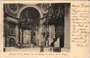 1900 Roma, Rome; Interno di S. Pietro con la Statua di bronzo di S. Pietro / church, interior (Rb)
