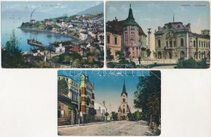 19 db főleg RÉGI magyar és külföldi város képeslap (pöstyéni zsinagóga) / 19 mostly pre-1945 Hungarian and European town-view postcards (Piestany synagogue)