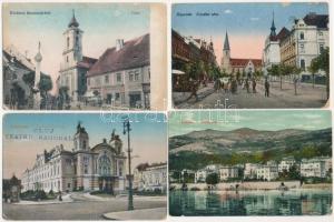 9 db RÉGI történelmi magyar város képeslap: Lovrana, Kaposvár, Királyháza, Szentendre, Bosác, Ostffyasszonyfa, Pozsony, Kolozsvár / 9 pre-1945 historical Hungarian town-view postcards from the Kingdom of Hungary: Lovran, Kaposvár, Ostffyasszonyfa, Bratislava, Cluj