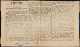 Abonyi Lajos (1833-1898) kézzel írott levelei, egyik a barátjának címezve, a másik "A mi nótáin...