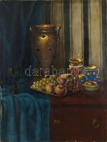 Czene Béla (1880 körül-1944 körül): Csendélet serleggel és gyümölcsökkel. Olaj. vászon, jelzett. 80x60 cm
