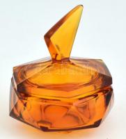 Sárga üveg bonbonier, hibátlan, 11x9,5 cm