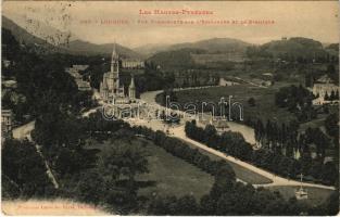 1913 Lourdes, Vue plongeante sur lEsplanade et la Basilique / pilgrimage site, basilica (EK)