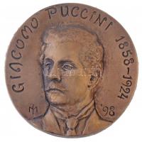 Marosits István (1943-) 1998. Giacomo Puccini 1858-1924 Br emlékplakett vékony bőr talapzaton (130mm) T:2