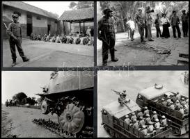 cca 1975 Kolonits Ilona filmrendező fotógyűjteményéből 13 db vintage fotó, egy Távol-keleti filmforgatásról (Vietnam, Kambodzsa), Dióssi F. felvételei, 13x18 cm