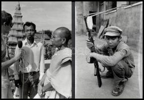 cca 1975 Kolonits Ilona filmrendező fotógyűjteményéből 13 db vintage fotó, egy Távol-keleti filmforg...