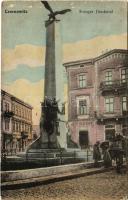 Chernivtsi, Czernowitz, Cernauti, Csernyivci; Krieger-Denkmal / street view, military monument, shop of Josef Hildebrand. Verlag David Gross (EK)