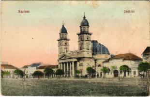 Szatmárnémeti, Szatmár, Satu Mare; Deák tér, székesegyház / square, street view, cathedral (fl)