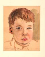 Regdon Irén (1945-): Zsolt fiam. Akvarell, papír, jelzett, paszpartuban, 23×18,5 cm