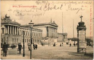 1901 Wien, Vienna, Bécs; Parlamentsgebäude. A. Sockl Nr. 50. / Parliament building, advertising column with A. Sockl advertisement